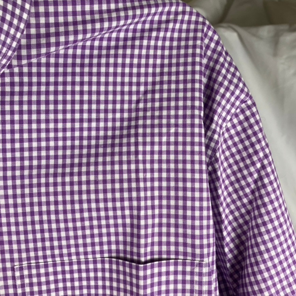 LAUREN Ralph Lauren Mens 17 1/2-32/33 Purple Check Classic Fit Non Iron Shirt - Picture 10 of 13